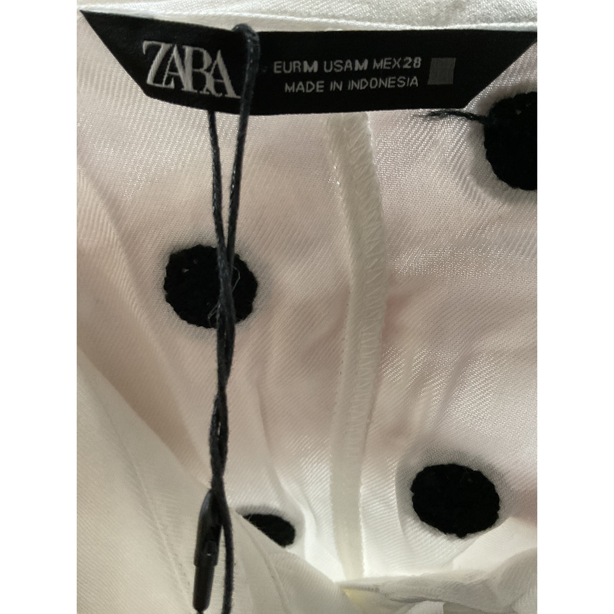 ZARA White Polka Dot Button-up Shirt, Size M