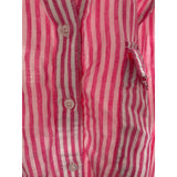 LRL Pink Linen Striped Blouse - Women's Size L