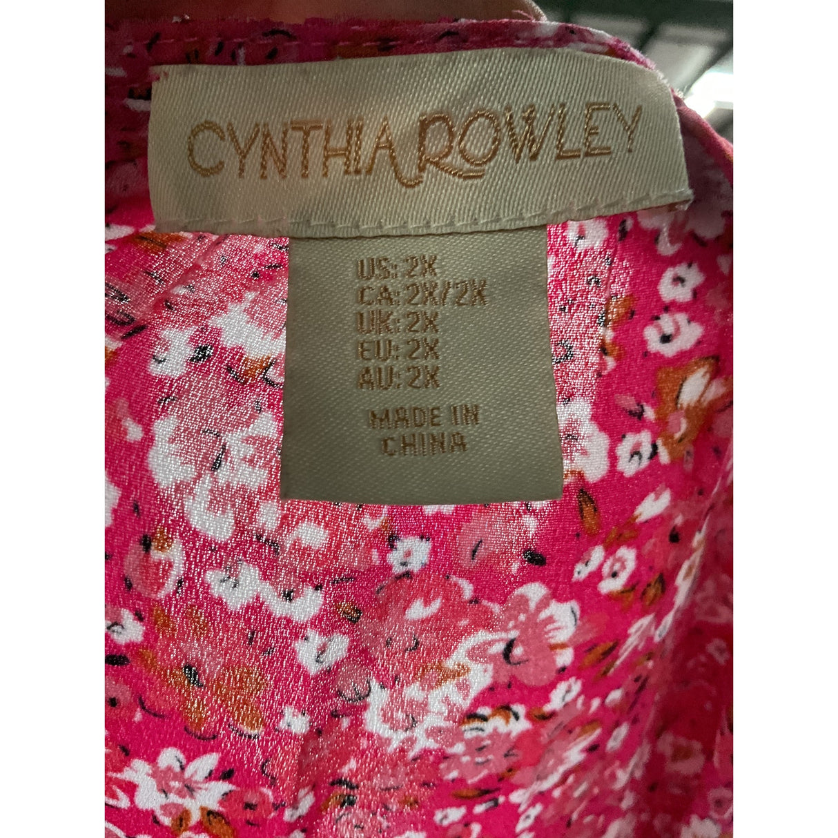 Cynthia Rowley Pink 2X Plus Size Blouse