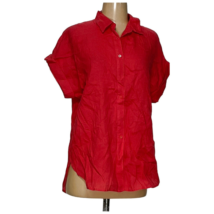 Lauren Ralph Lauren Red Button-Up Top (Women's M)