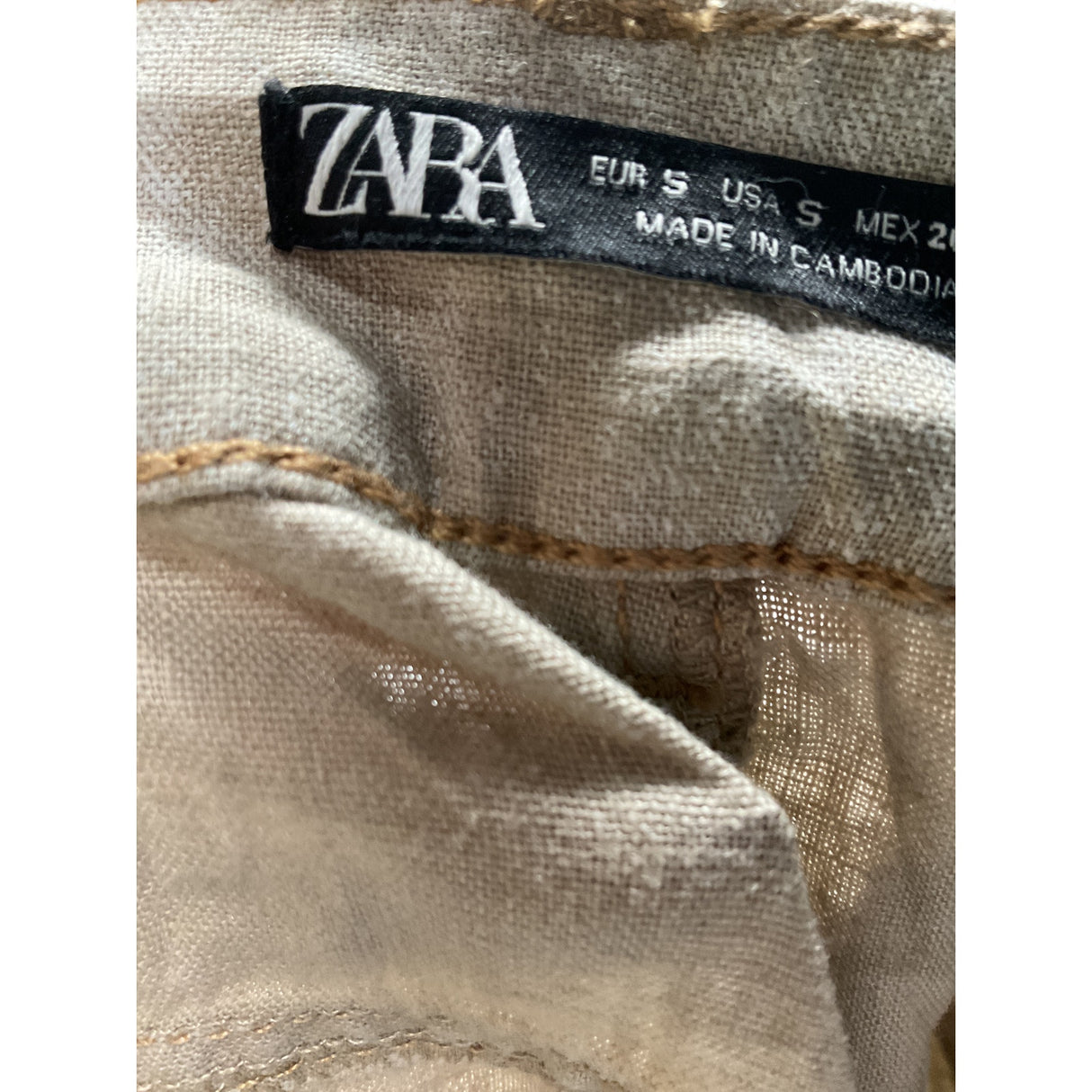 ZARA Beige Linen Straight Pants