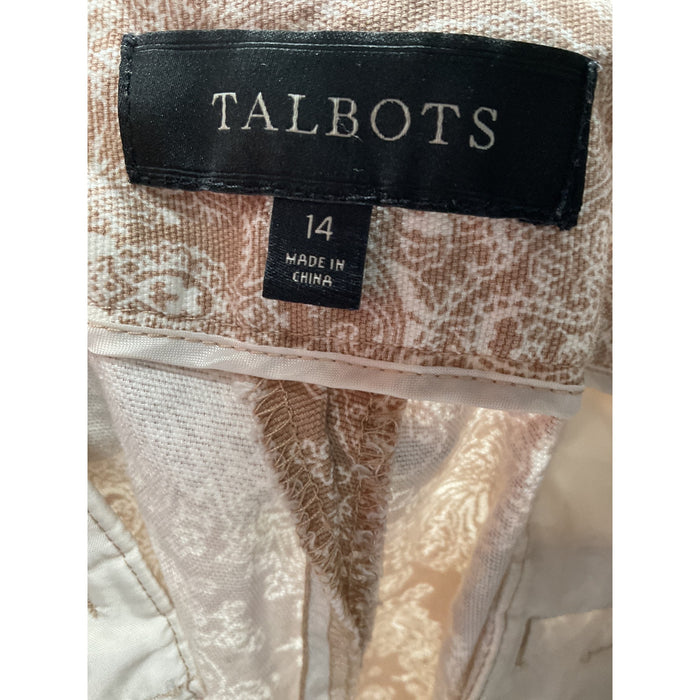 Talbots Beige Cotton Ankle Pants, Size 14