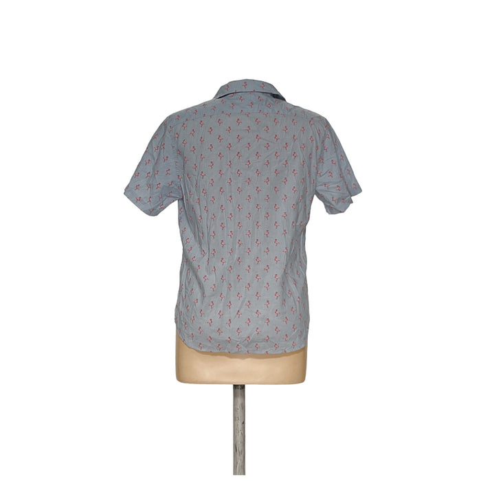 Blue Short Sleeve Button-Up Shirt M