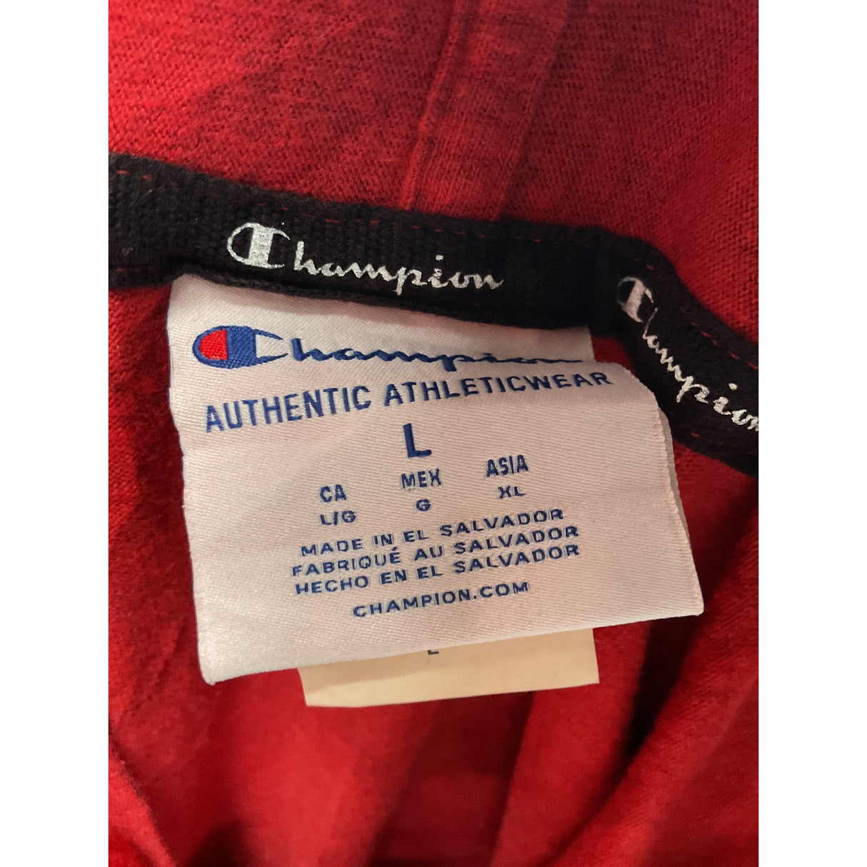 Champion Men's Red Hoodie - Size L