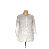 Tahari White Linen Button-Up Top 1X