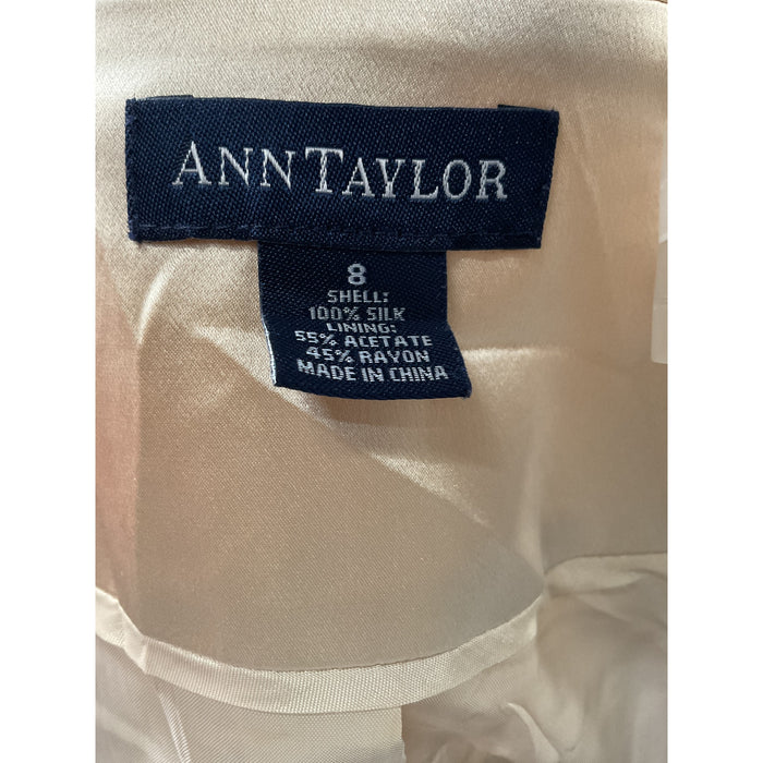 Ann Taylor Cream Silk Overcoat Women's Coat