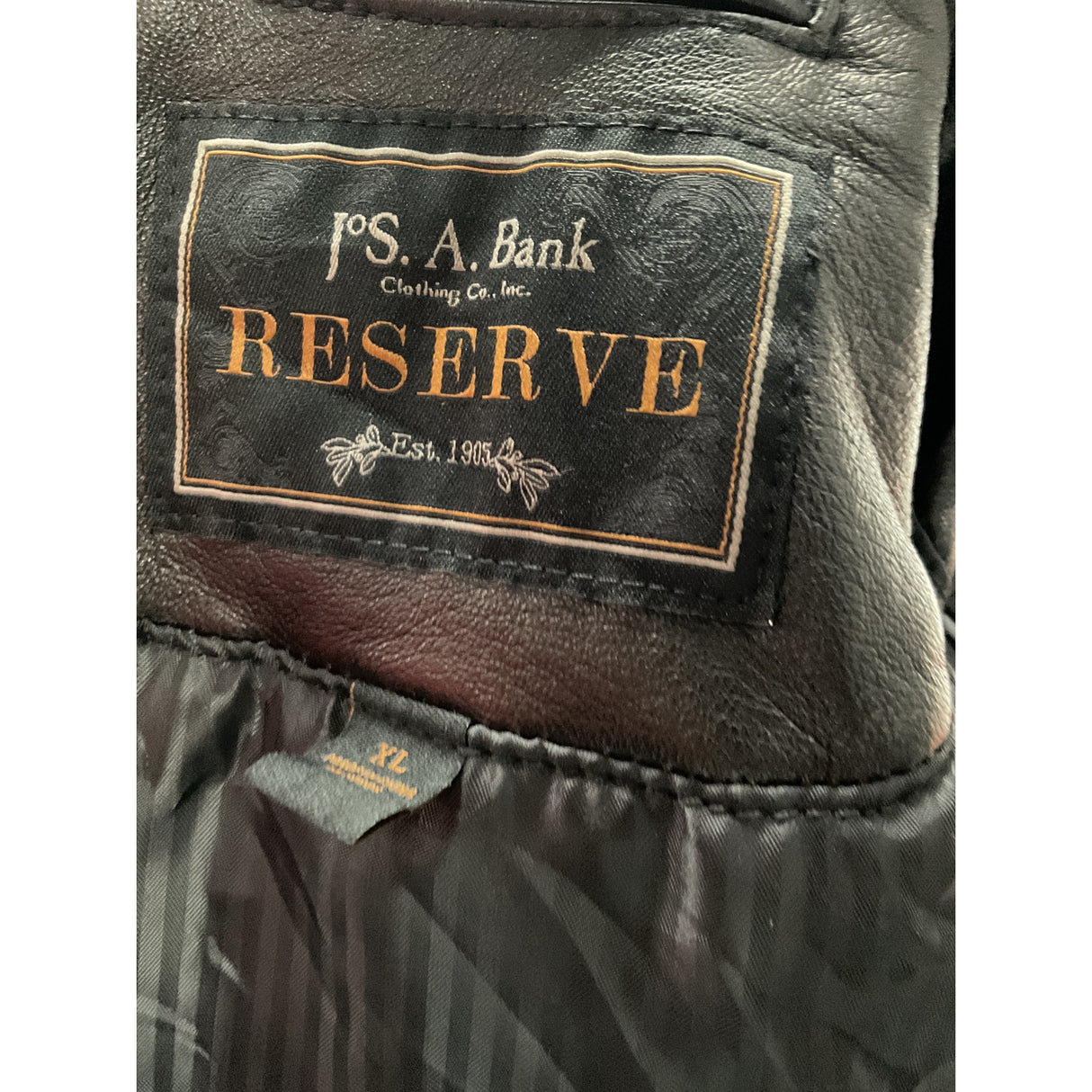 Jos. A. Bank Black Leather Jacket XL