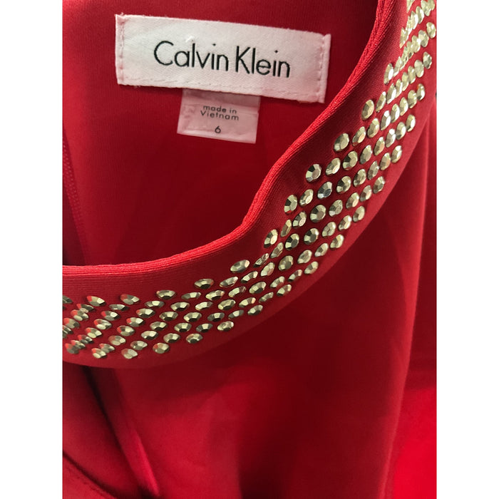 Calvin Klein Red Sheath Midi Dress - Size 6