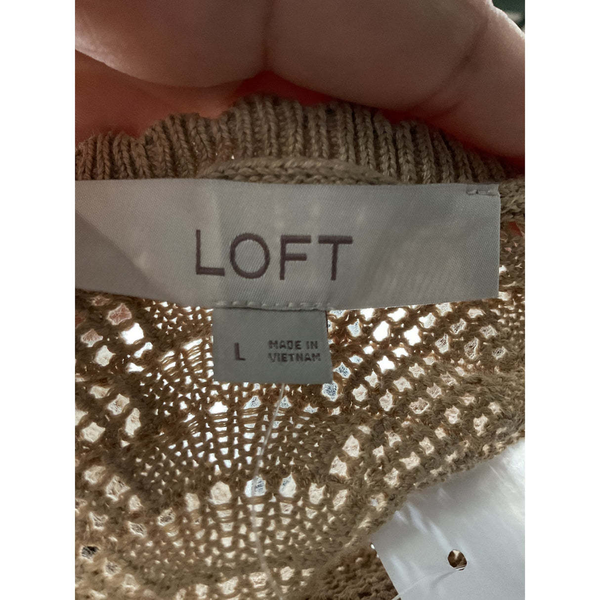 LOFT Beige 100% Cotton L Blouse