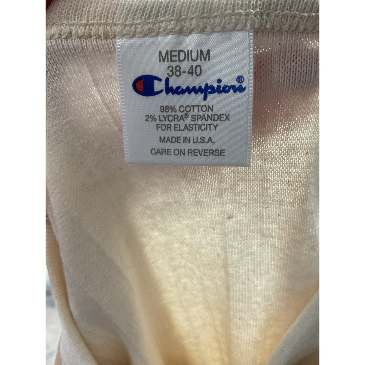 Champion Beige Cotton Pullover Sweater - Men's M