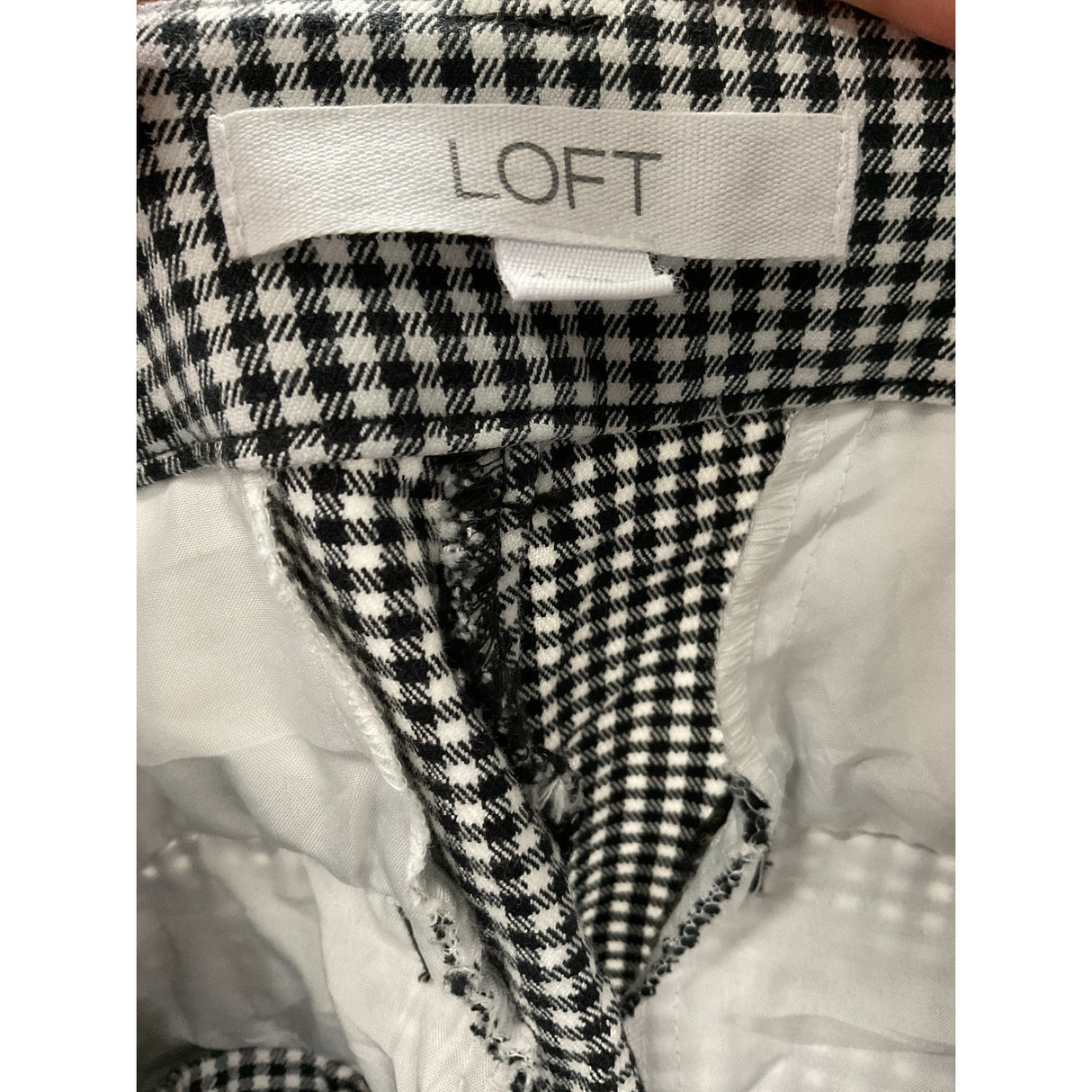 LOFT Black Gingham Cropped Pants