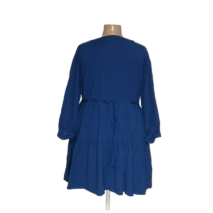 Calvin Klein Blue Linen A-Line Dress