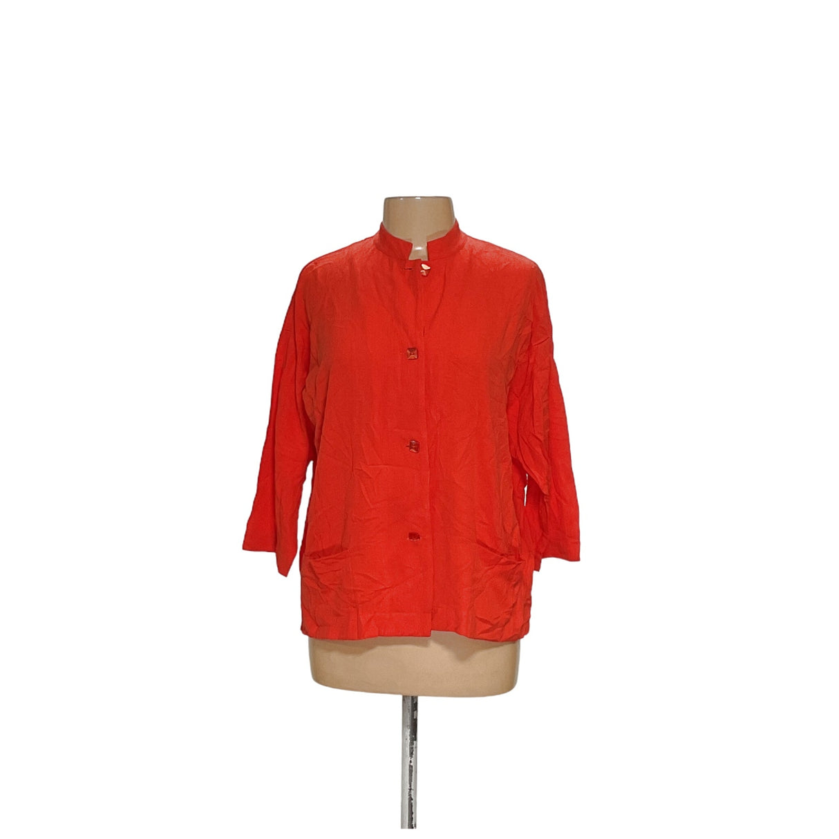 Coldwater Creek Women's Orange Button-Up Top