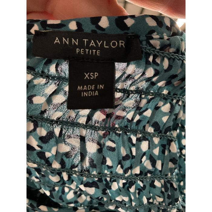 Ann Taylor Green Cotton Blouse XSP