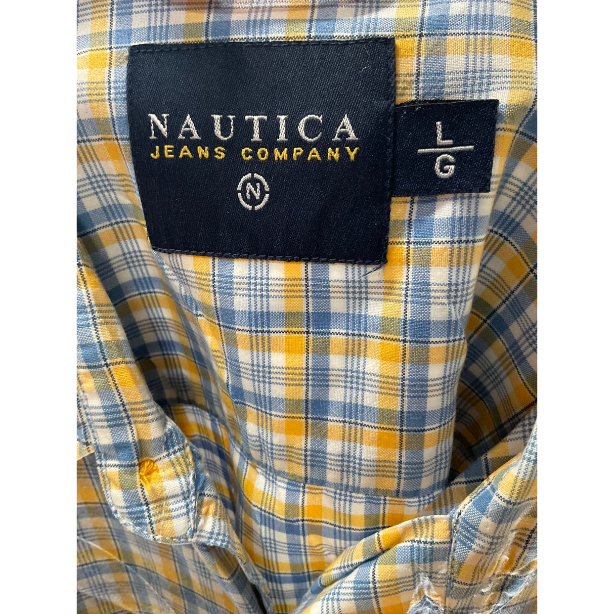 NAUTICA Men's Multicolor Short Sleeve Button-Up Shirt - Size L