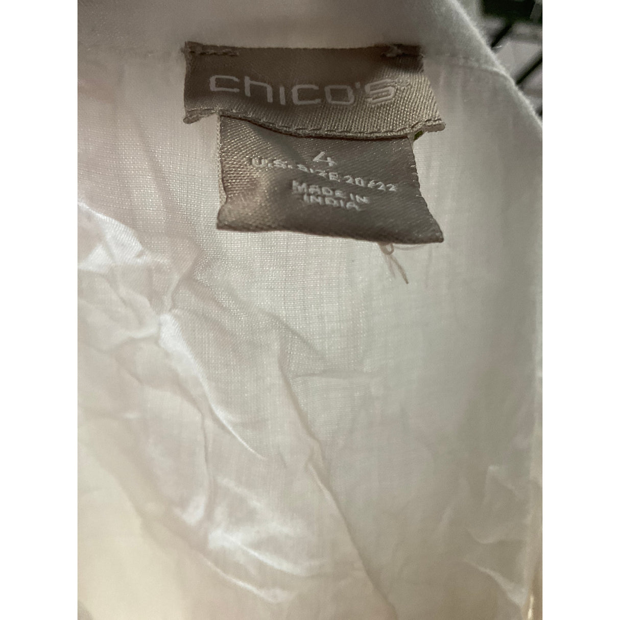 Chico's White Cotton Blouse, Size 4