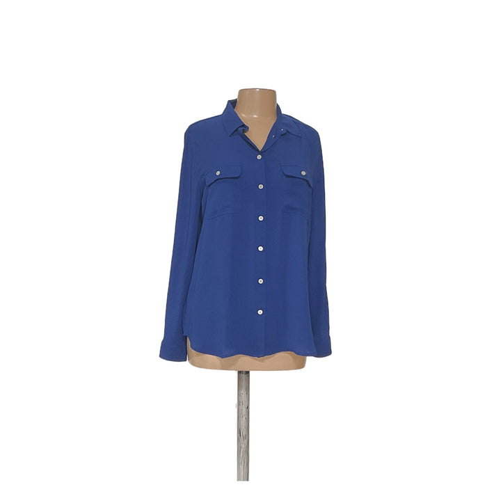 LOFT Blue Button-Up Top