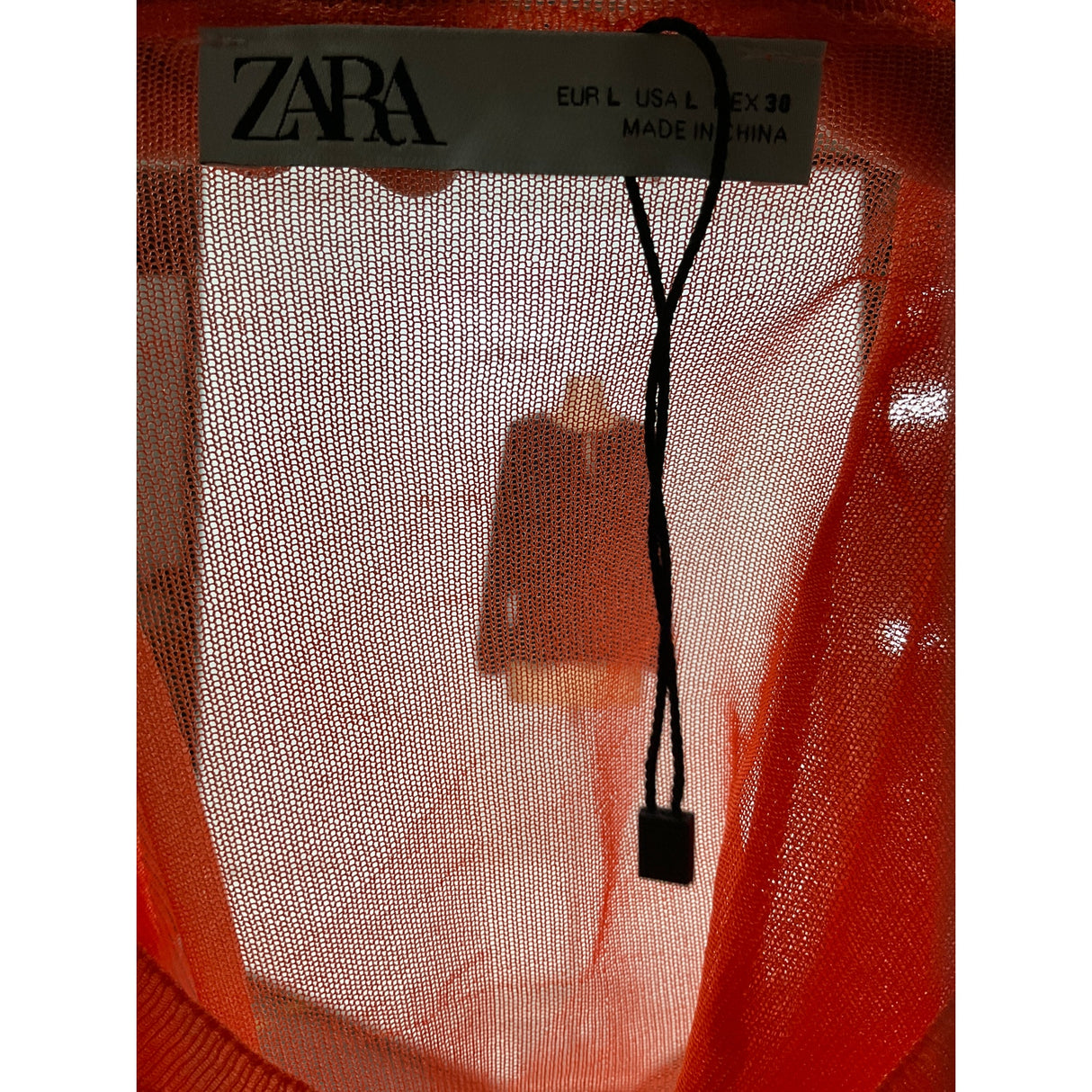 ZARA Orange Mesh Blouse L