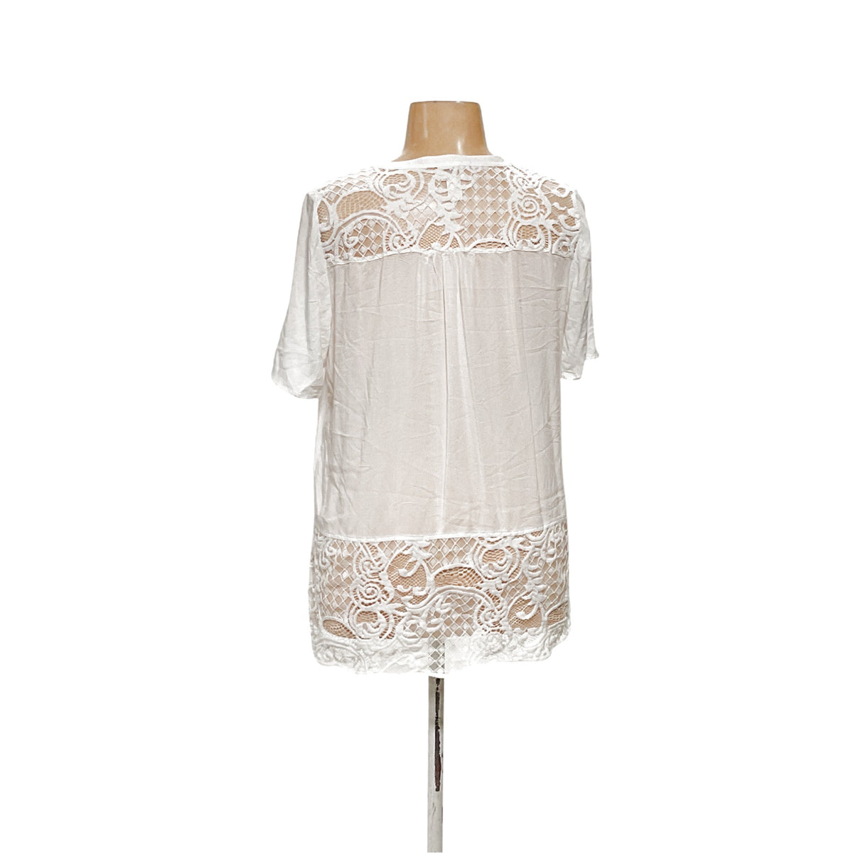 Chico's White Rayon Lace Blouse