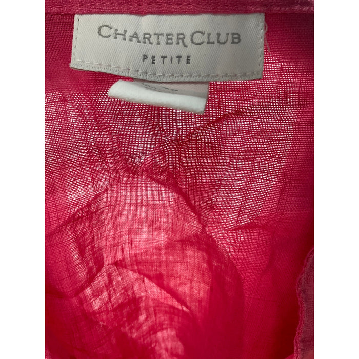 Charter Club Pink Linen Button-Up Top