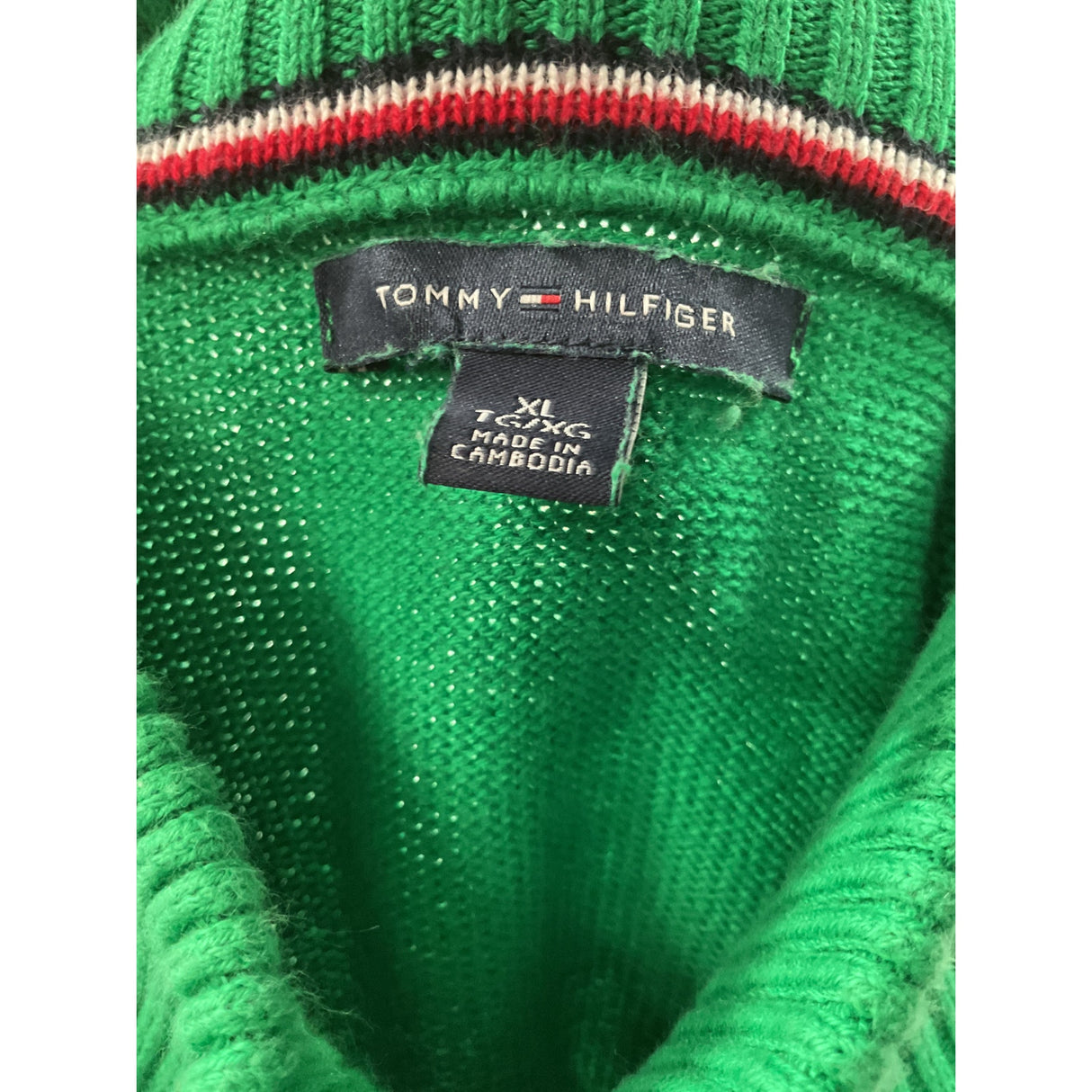 Tommy Hilfiger Green Cotton Pullover Sweater, XL