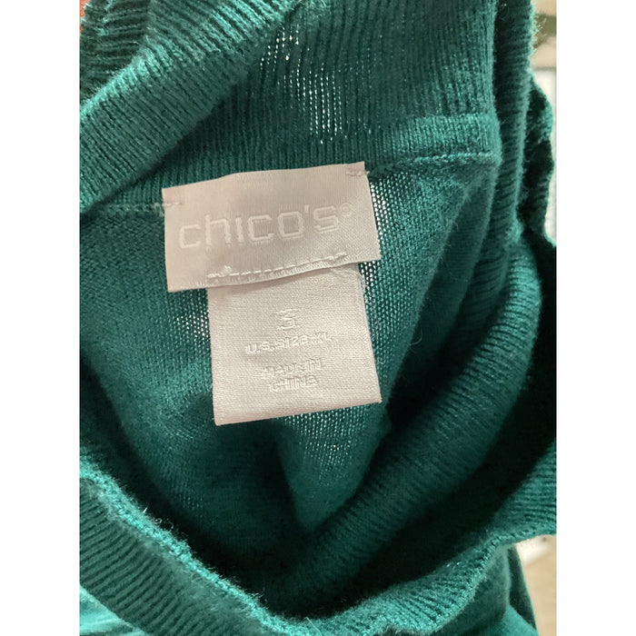 Chico's Green Cotton Pullover Sweater