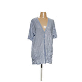 J.JILL Blue Linen Knit Button-Up Top