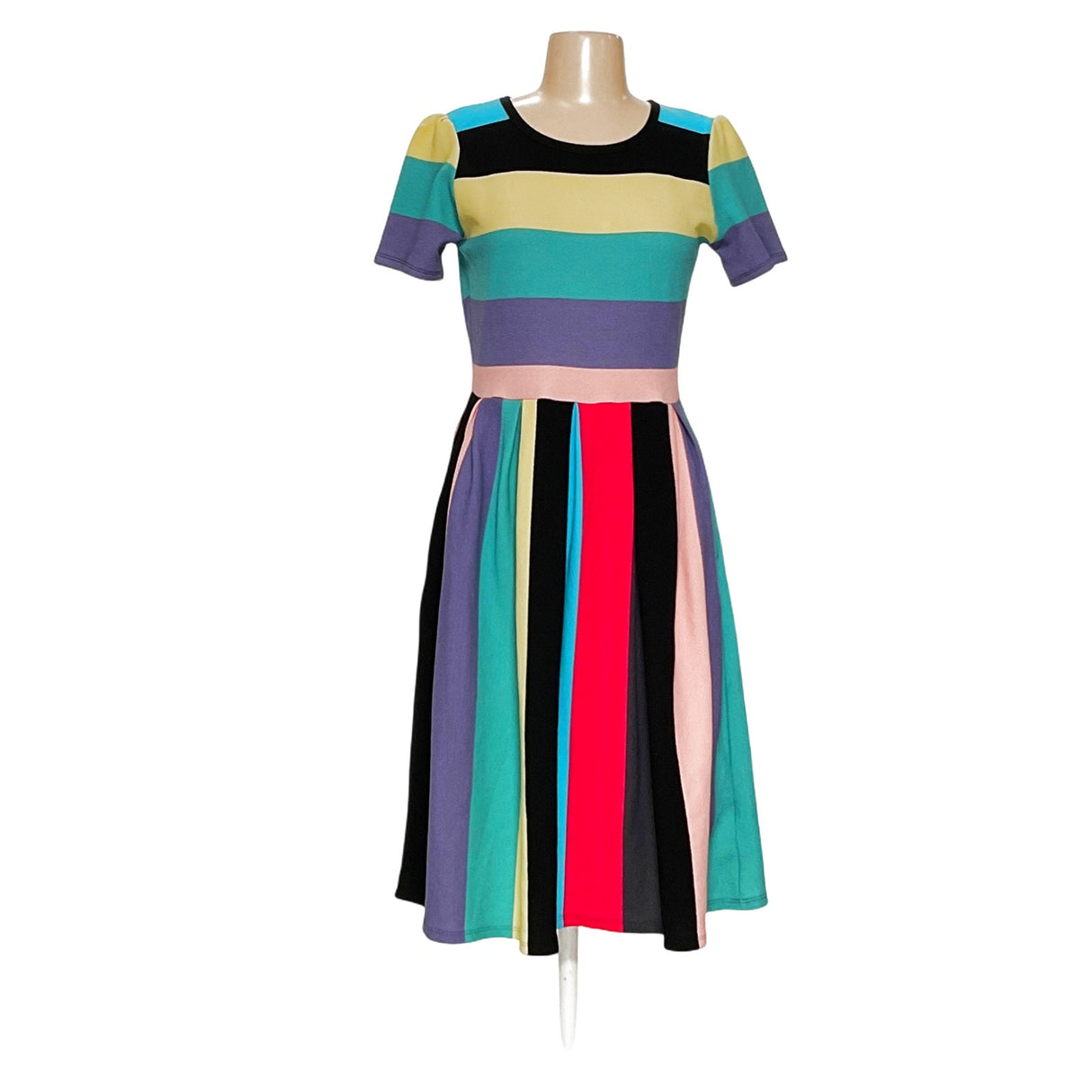 Lularoe Multicolor Striped Midi Dress M