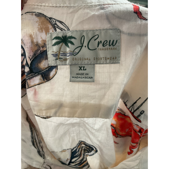 J. Crew White Short Sleeve Button-Up Shirt (XL)