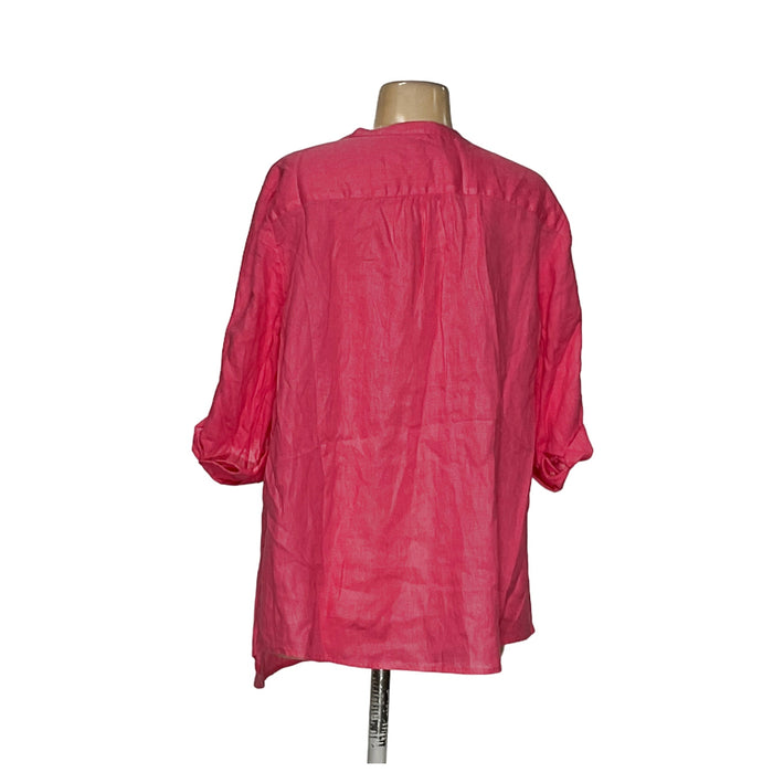 Charter Club Women's Pink Linen Button-Up Top XL