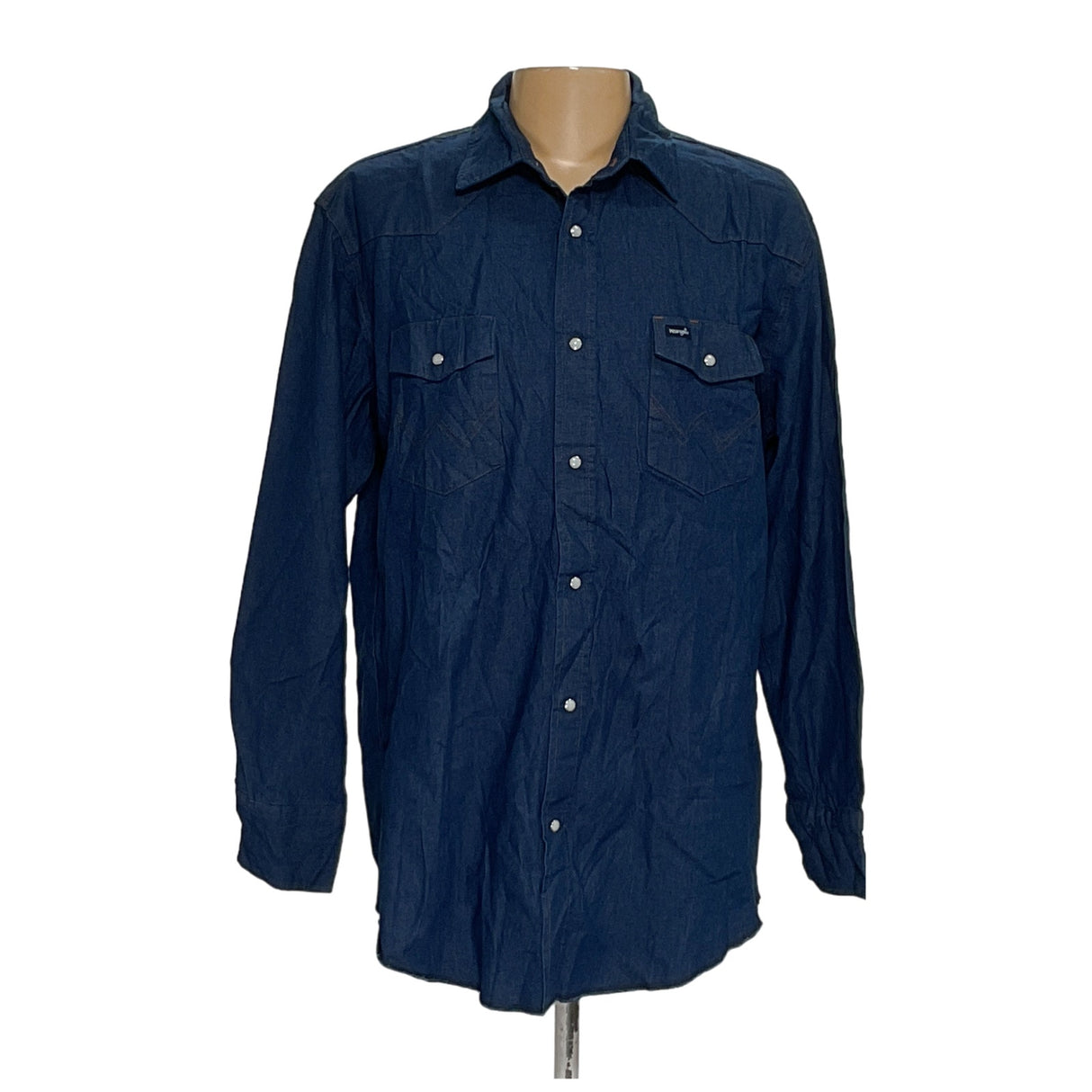 Men's Wrangler Blue XL Button-Up Shirt - Long Sleeve