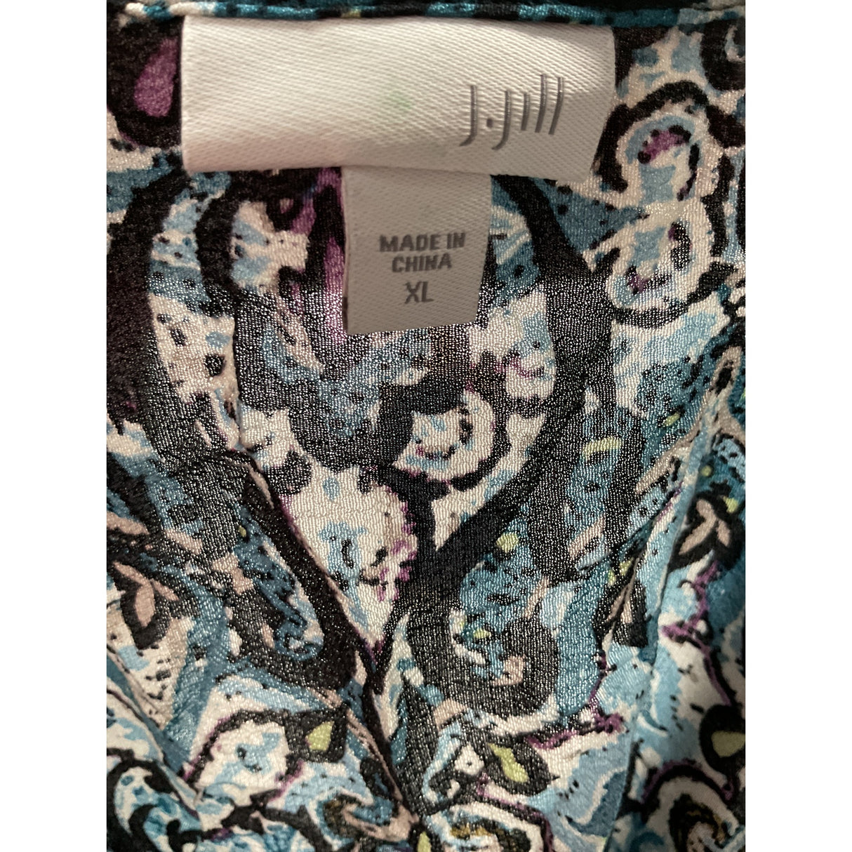 J.Jill Blue Rayon XL Blouse with Graphic Print