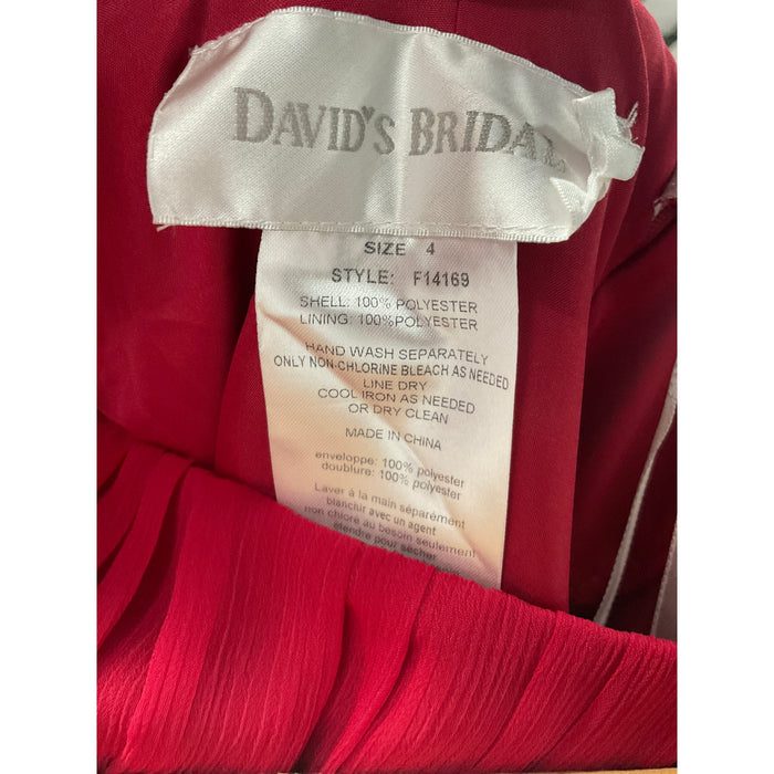 David's Bridal Red A-Line Midi Dress