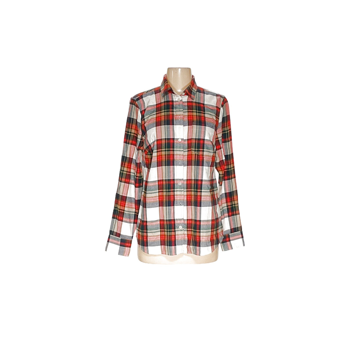 J. Crew Red Plaid Button-Up Top