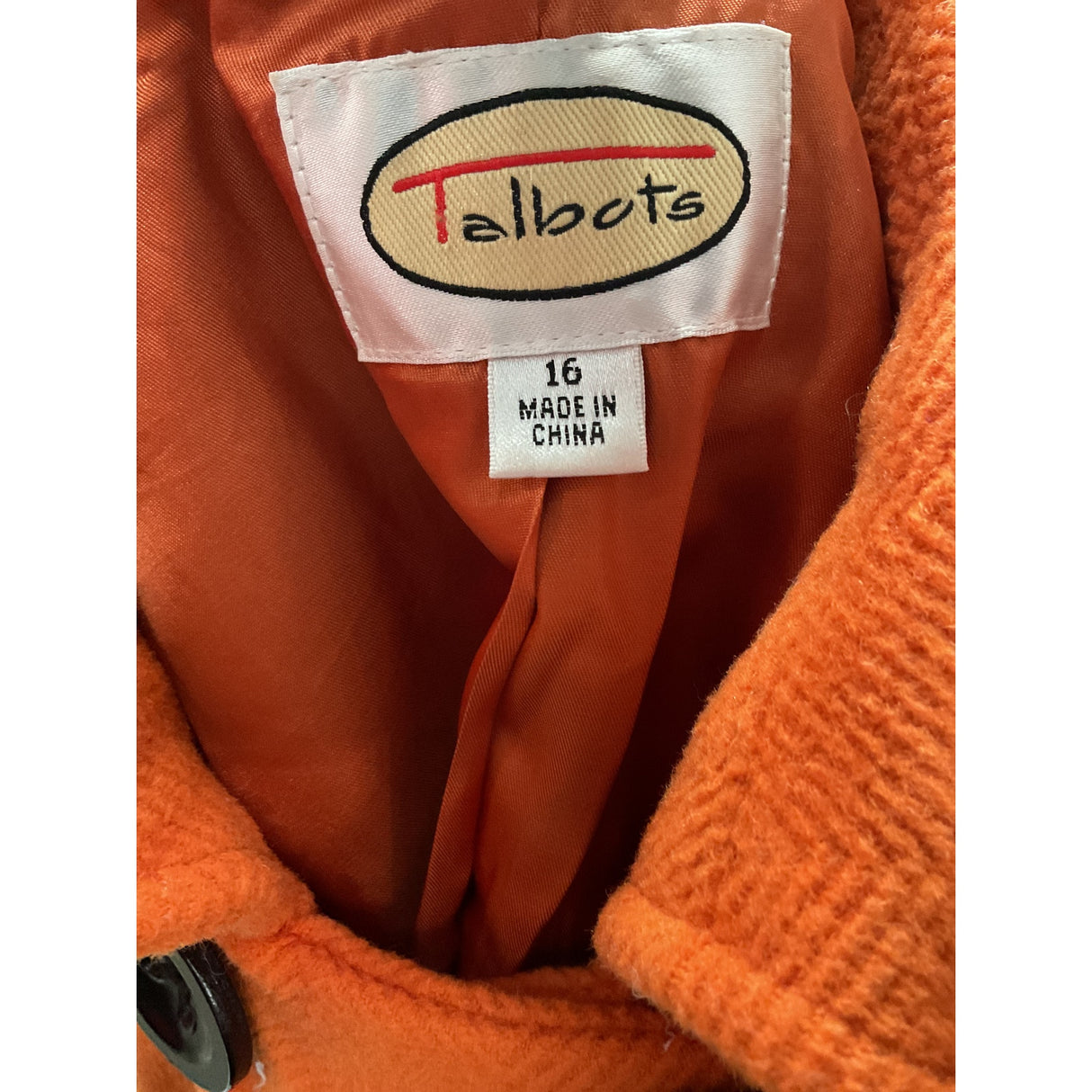 Talbots Orange Wool Basic Jacket Size 16