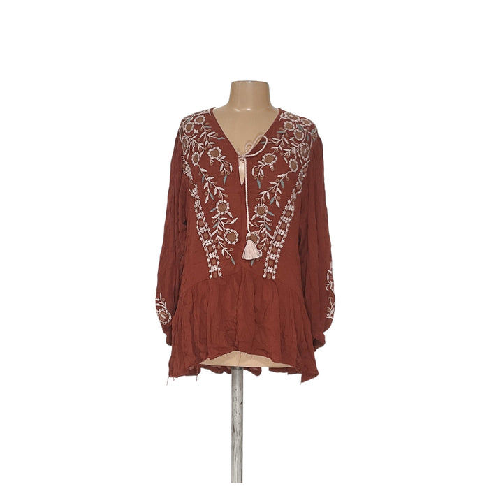 Free People Brown Viscose Top - Size XS