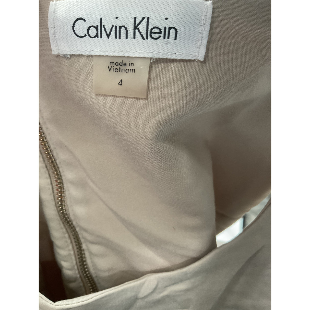 Calvin Klein Cream Cotton A-Line Midi Dress Size 4