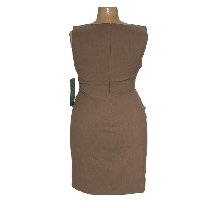 Jones NY Brown A-Line Midi Dress 16 100% Cotton