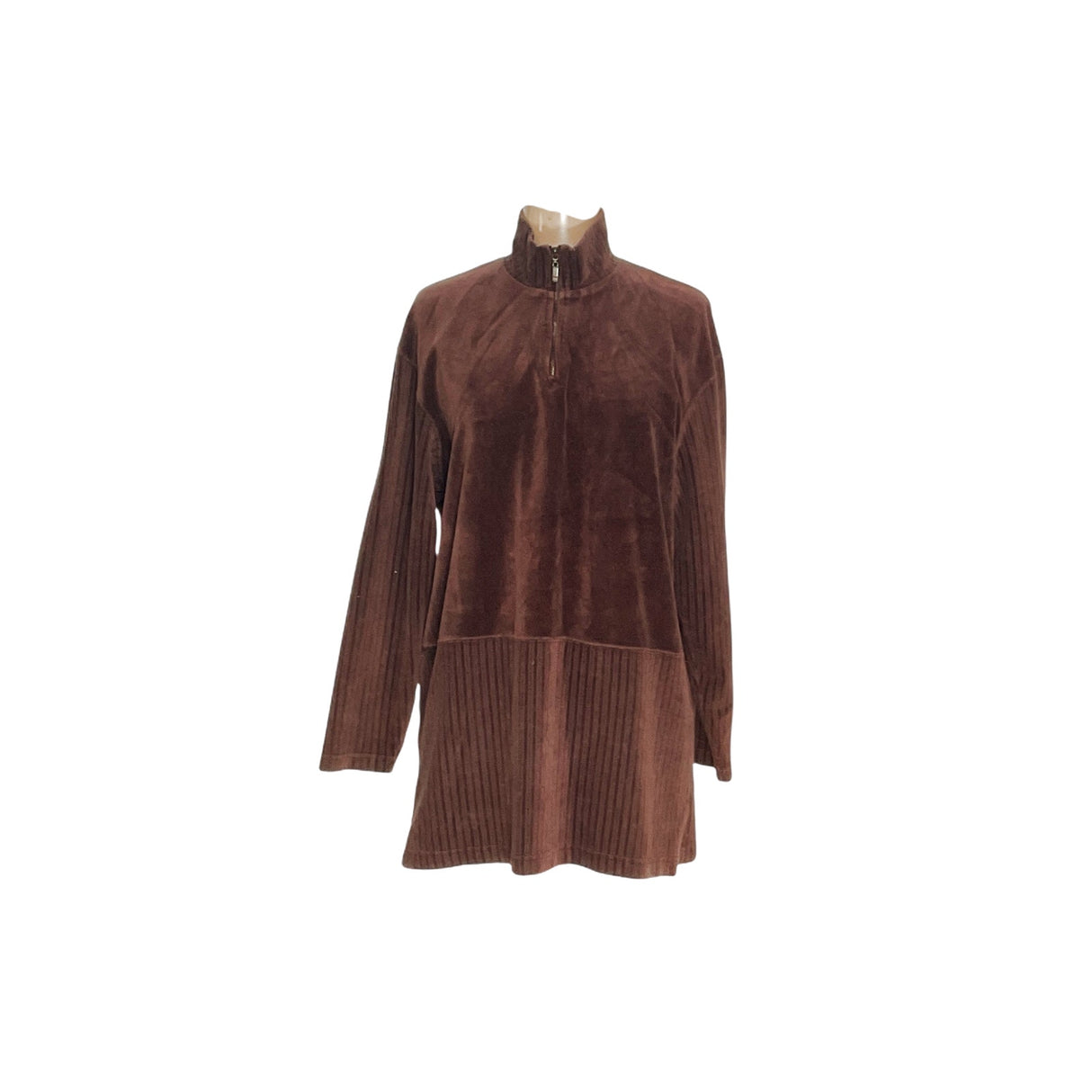 Liz Claiborne Velvet Henley Sweater - Brown (M)