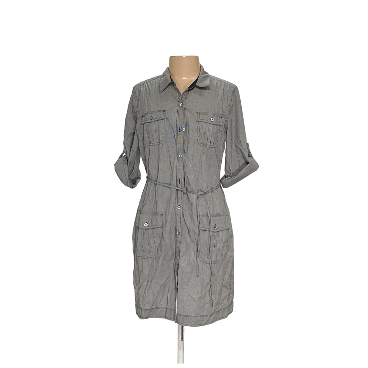 Calvin Klein Midi Shirt Dress - Gray