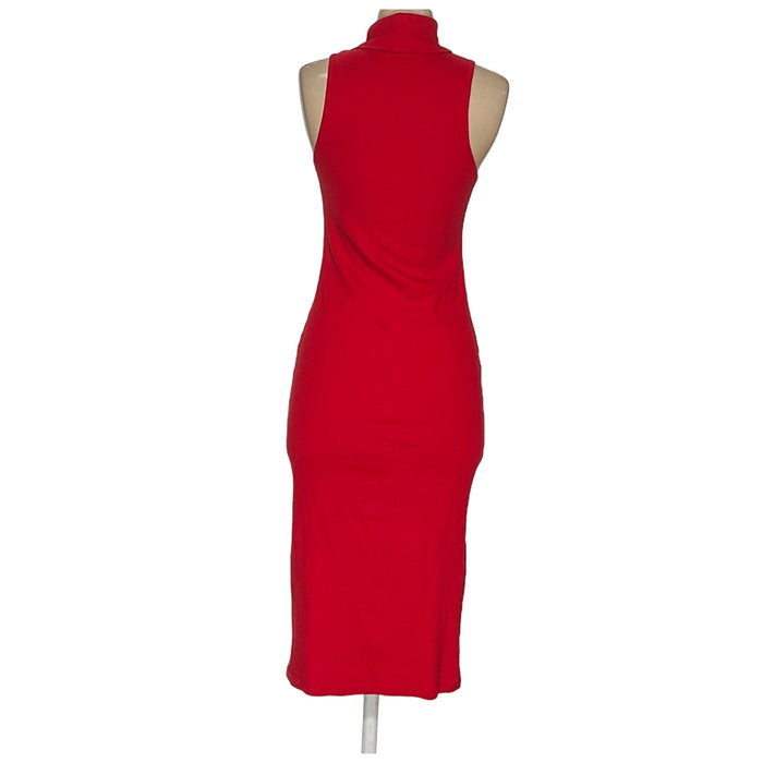 ZARA Red Bodycon Midi Dress in Size M