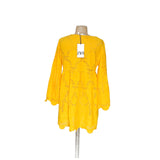 ZARA Yellow Cotton Lace Shirt Dress