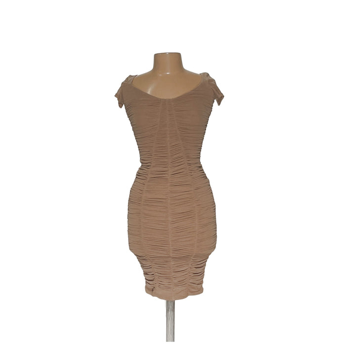 Fashion Nova Cream Bodycon Midi Dress - Size S