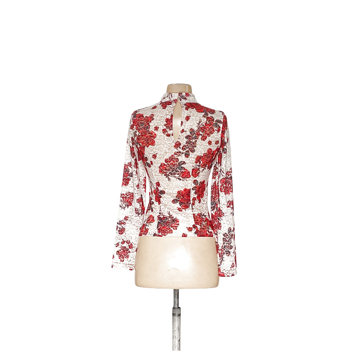 ZARA Red Floral Lace Blouse XS