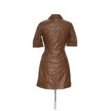 Paige Brown Polyurethane Midi Shirt Dress Size S