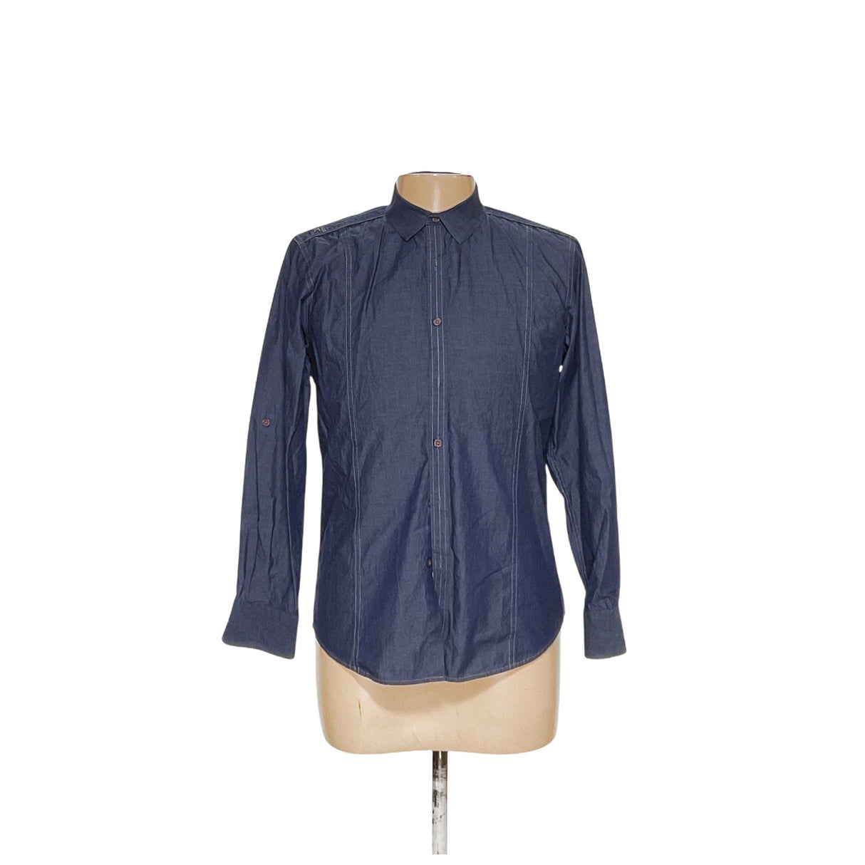 INC Blue Cotton Long Sleeve Button Shirt