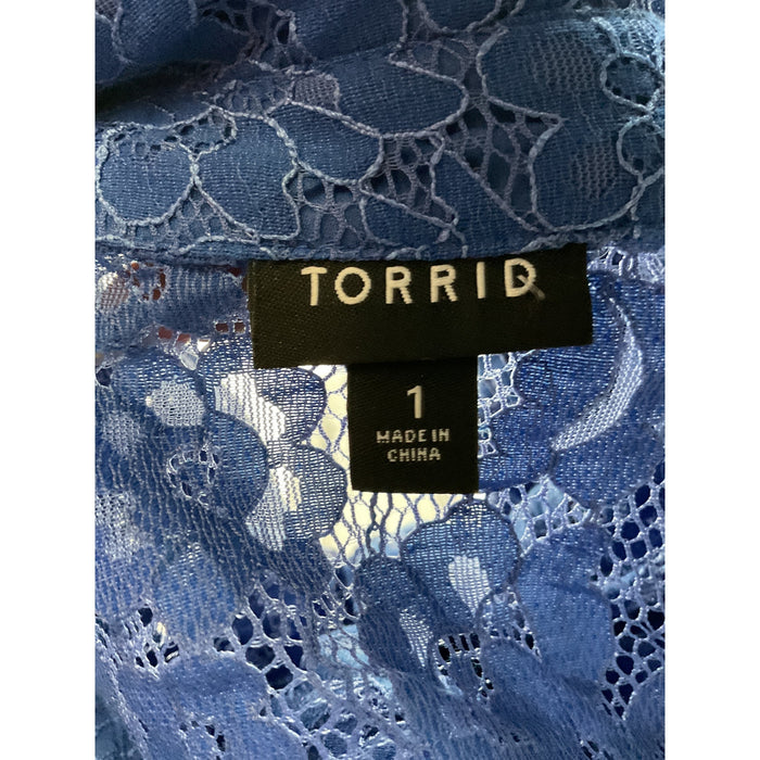 Torrid Blue Button-Up Top - Women's Size 1