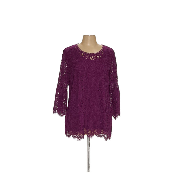 Isaac Mizrahi Purple Nylon Blouse Women's Size L