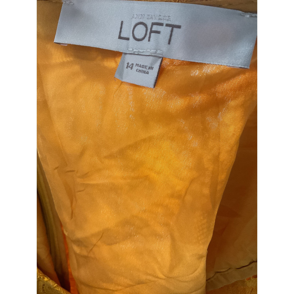 LOFT Yellow Nylon Midi Dress (Size 14)