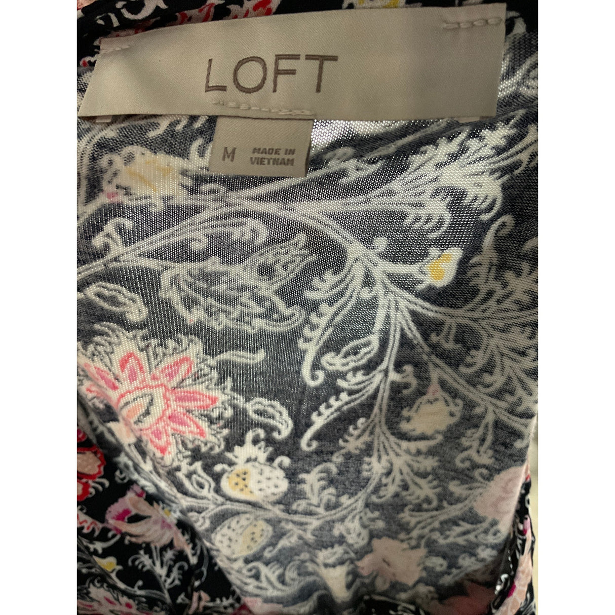 LOFT Black Floral Blouse, M